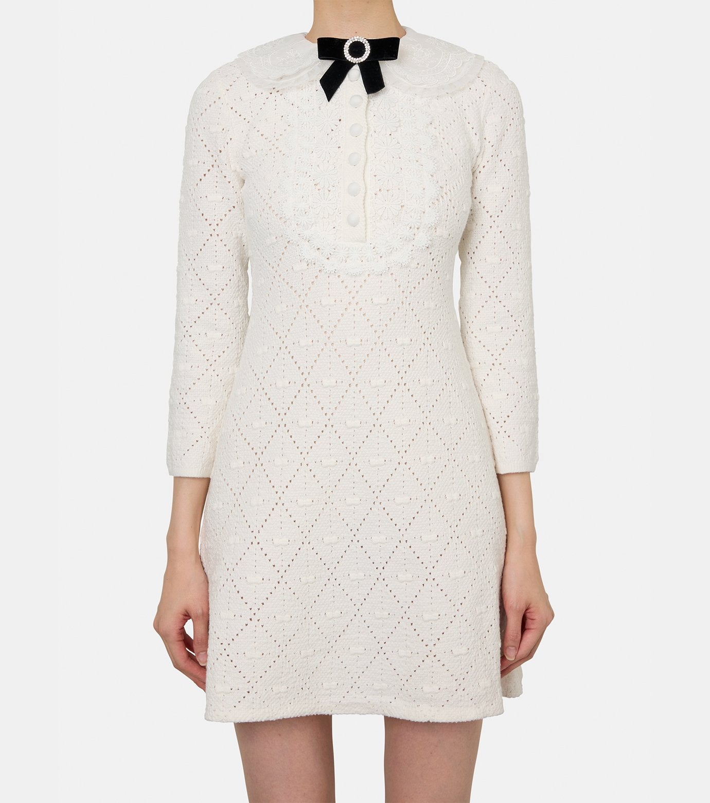White Lace BibKnit Mini Dress
