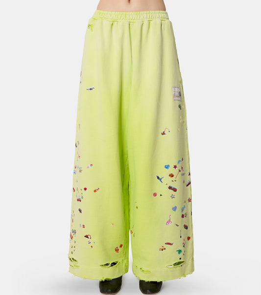 Sun Faded Sticker Wide Pants