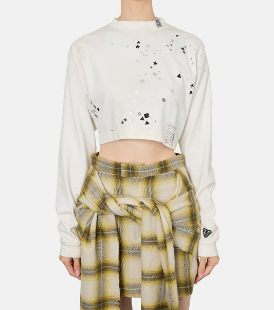 Embellished Distressed LS Mini Tee