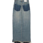 Combined PleatsxDenim Skirt
