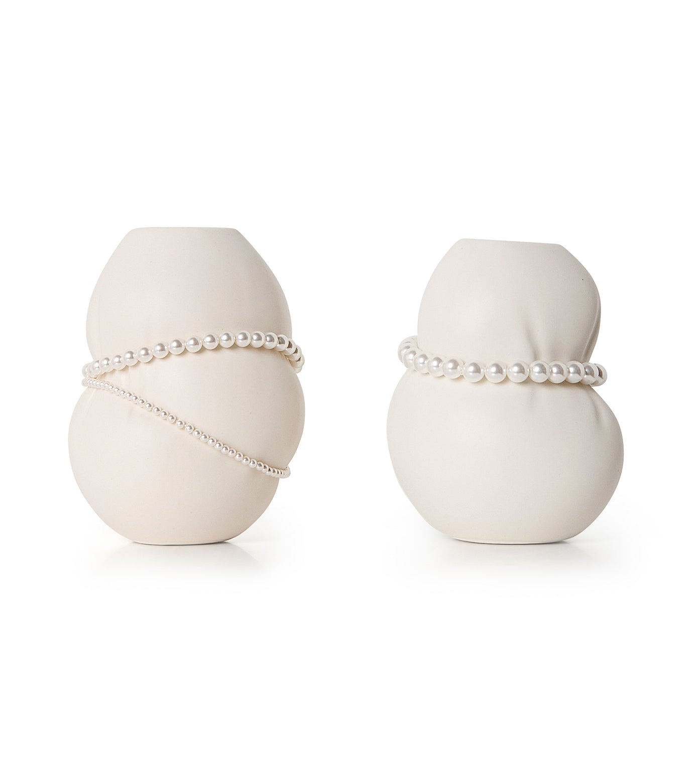 Set of 2 Small Vessel w/Faux Pearls