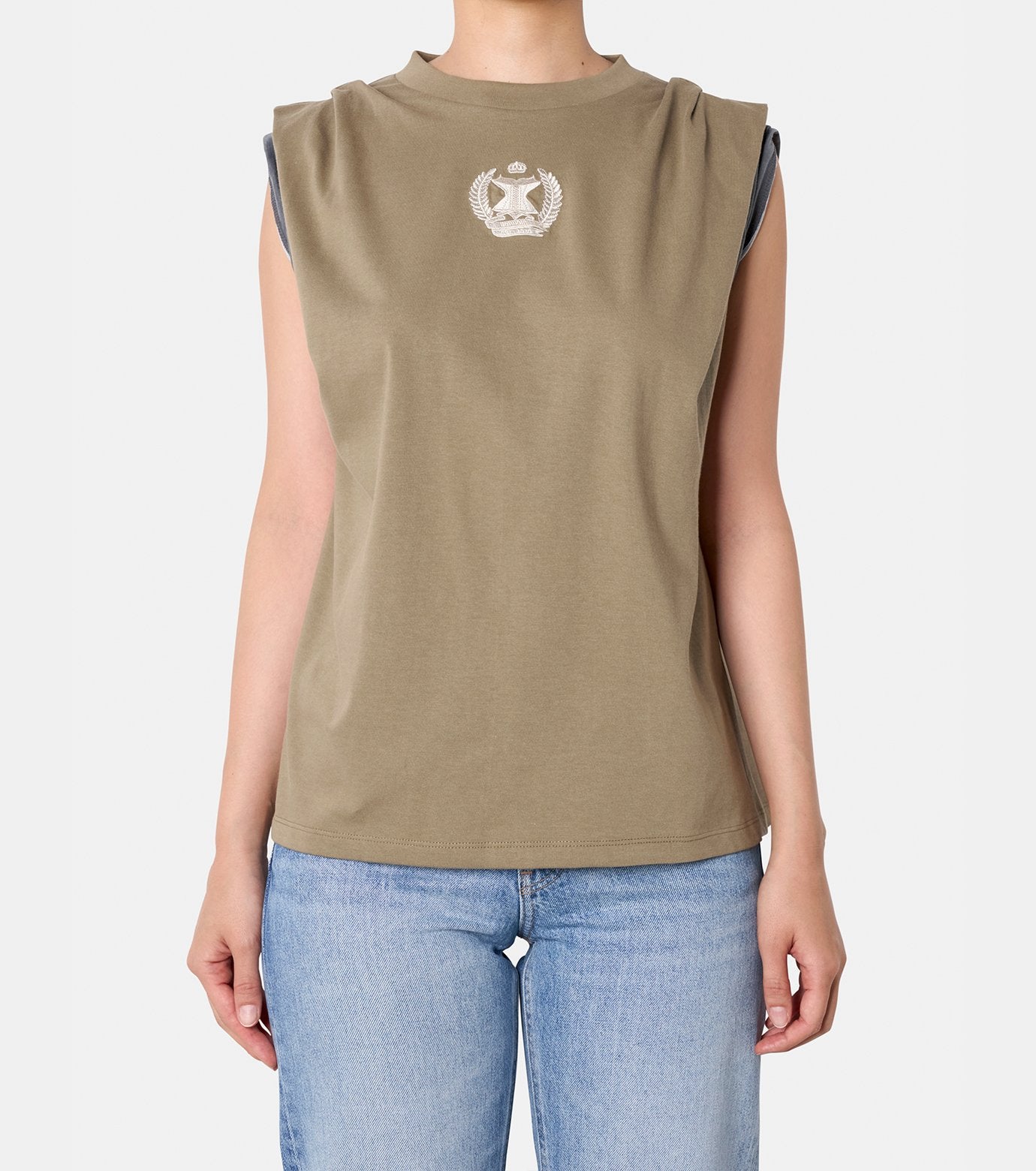 Corset Emblem Tucked Slv Tshirt
