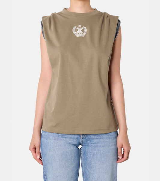 Corset Emblem Tucked Slv Tshirt