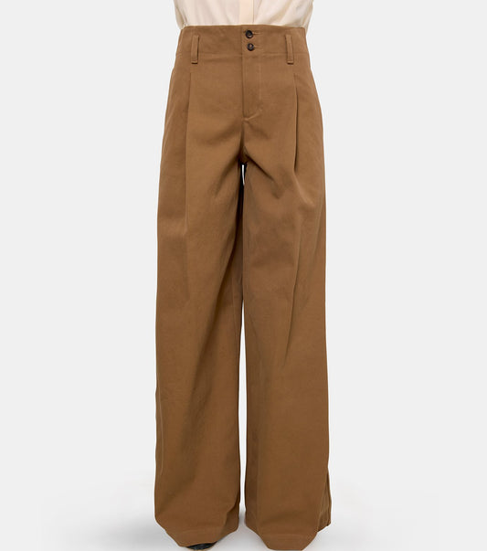 Cotton Canvas Wide Trouser