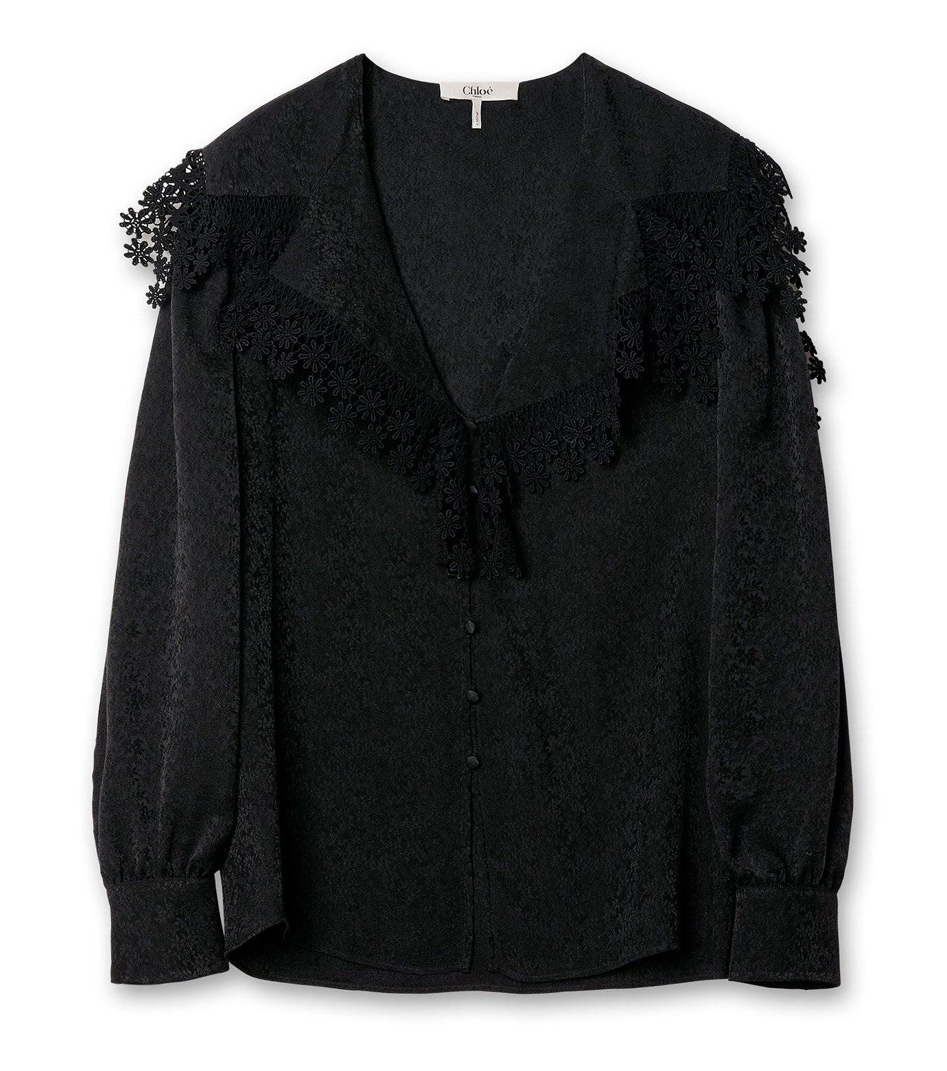 Jacquard Lace Trim Blouse