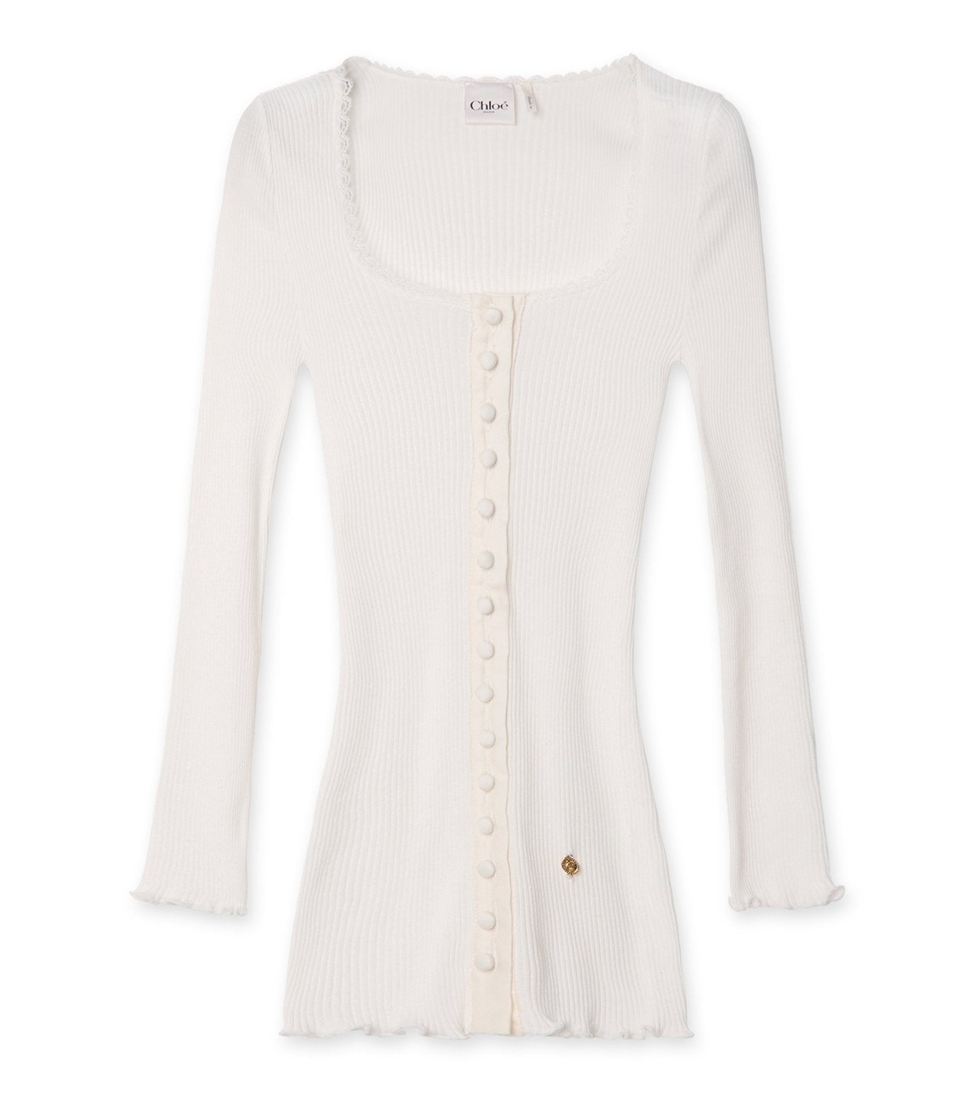 Rib Jersey Front Button Top