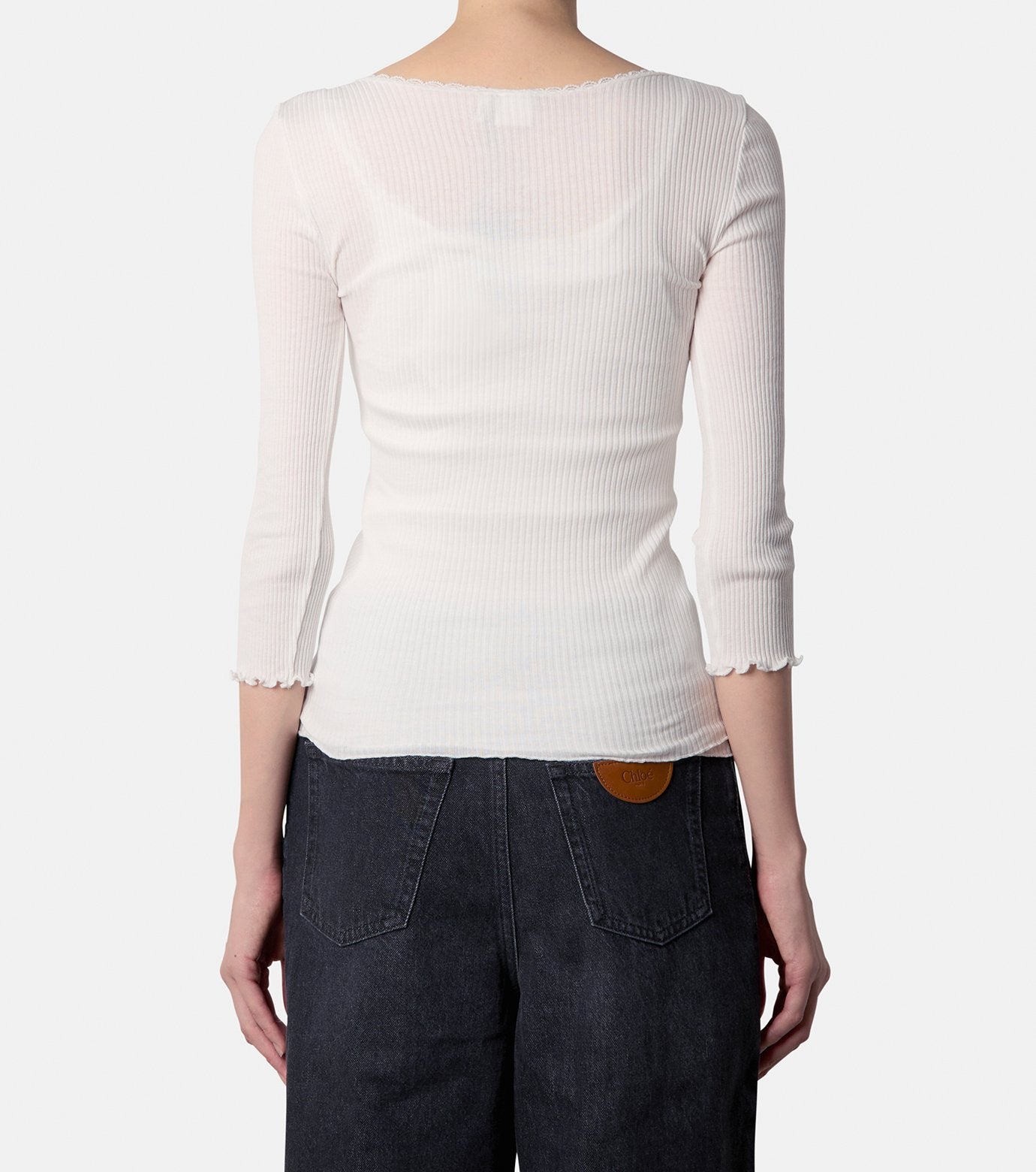 Rib Jersey Front Button Top