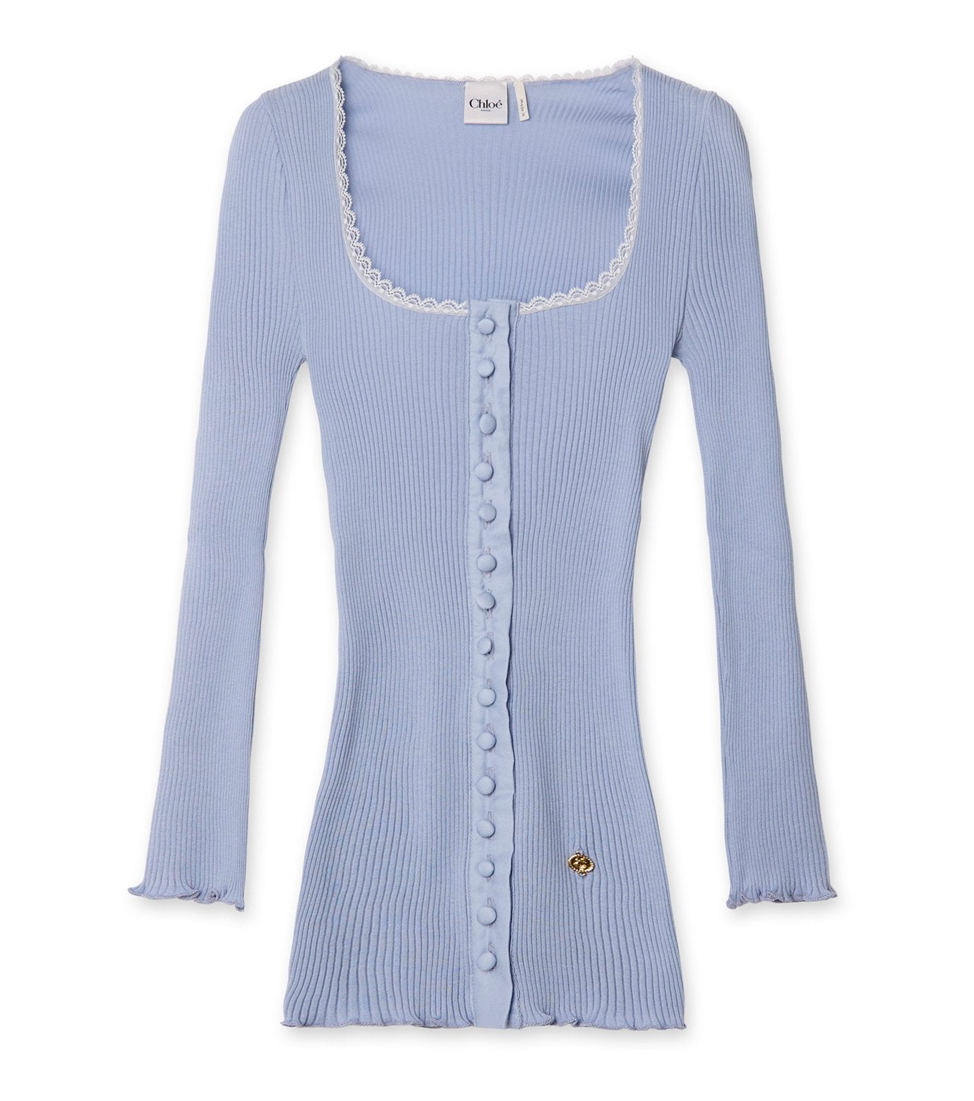Rib Jersey Front Button Top