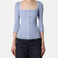 Rib Jersey Front Button Top