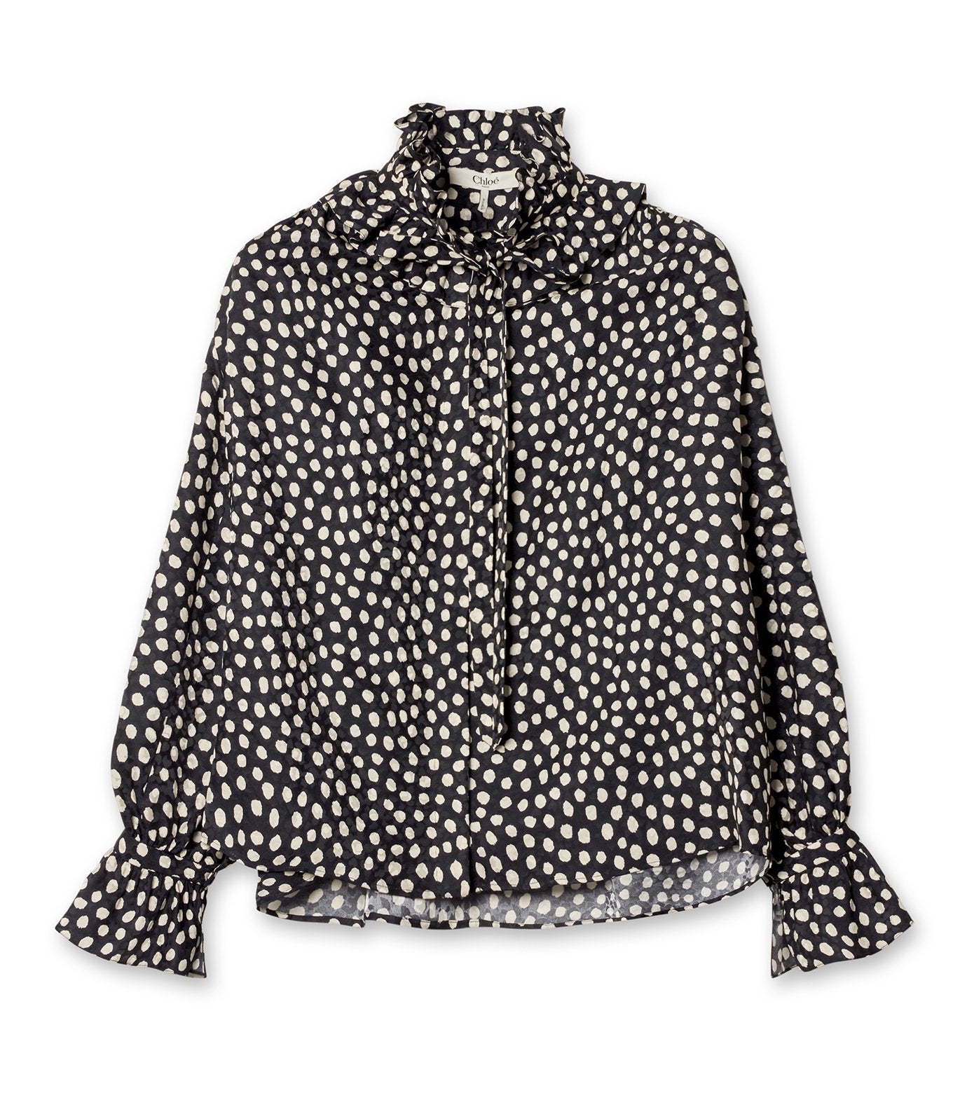 Silk Dots Bow Tie Blouse