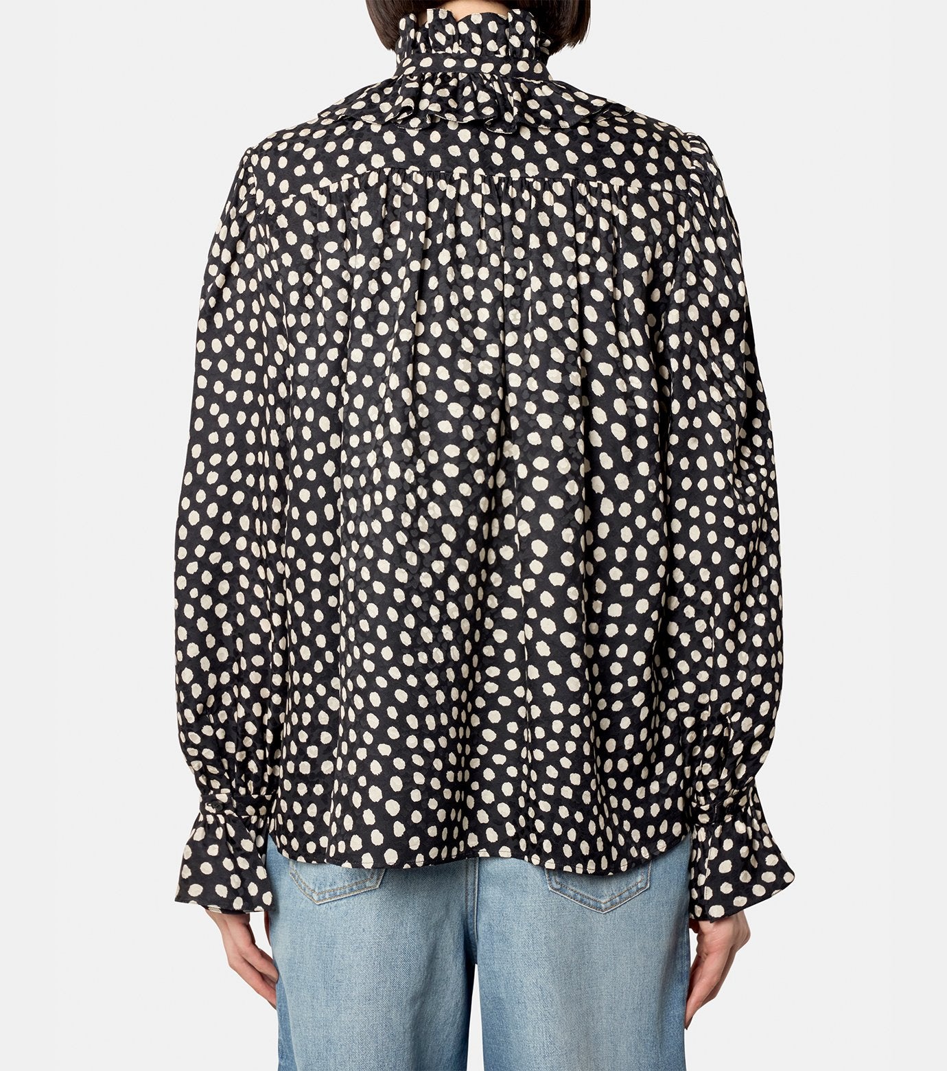 Silk Dots Bow Tie Blouse