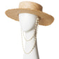 Pearl Chain Frayed Brim Canotier Hat