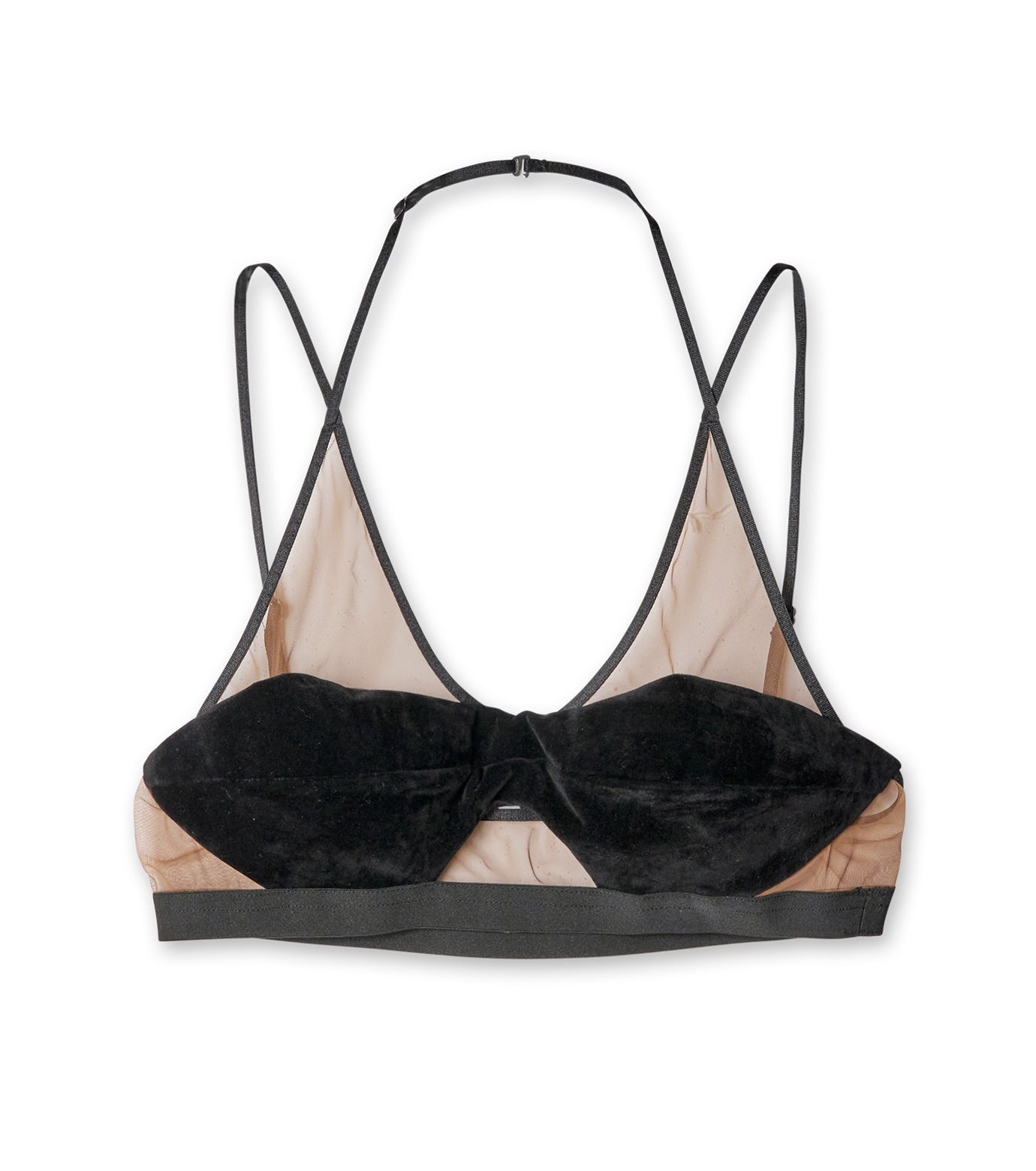 SHEER PANELED VELVET BRALETTE