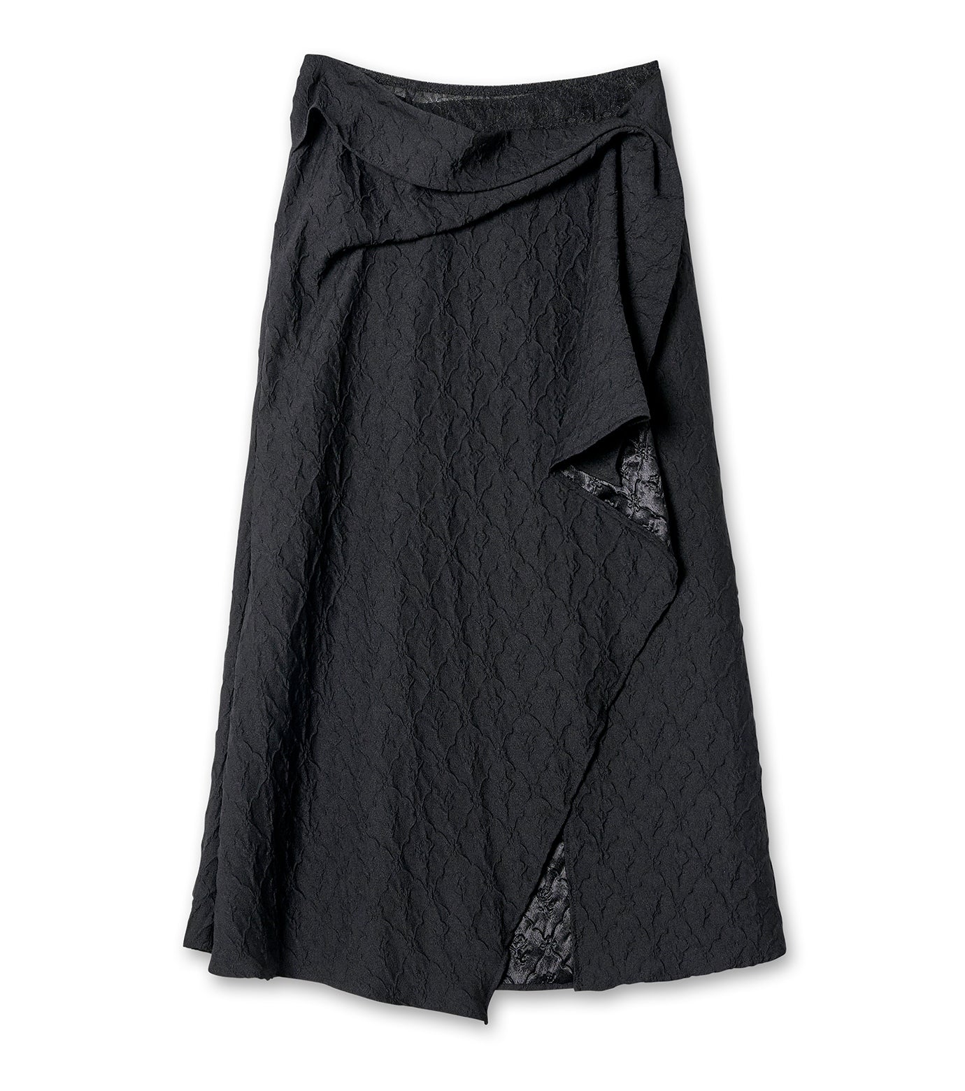 FLORAL EMBOSSED DRAPED SKIRT