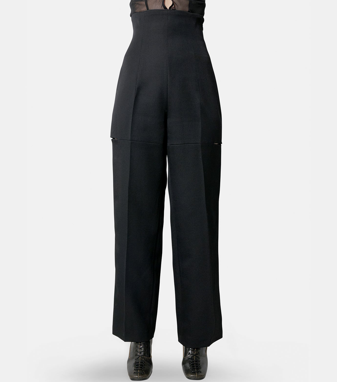 WOOL GABARDINE SLIT TROUSERS