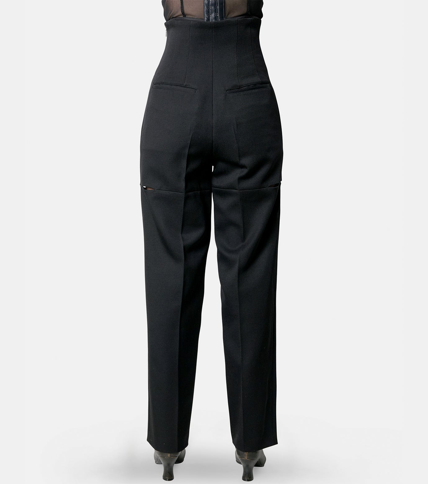 WOOL GABARDINE SLIT TROUSERS