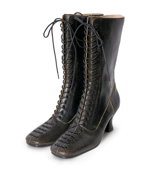 VICTORIAN LACE-UP LEATHER BOOTS