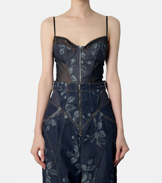 Rose Denim Bustier