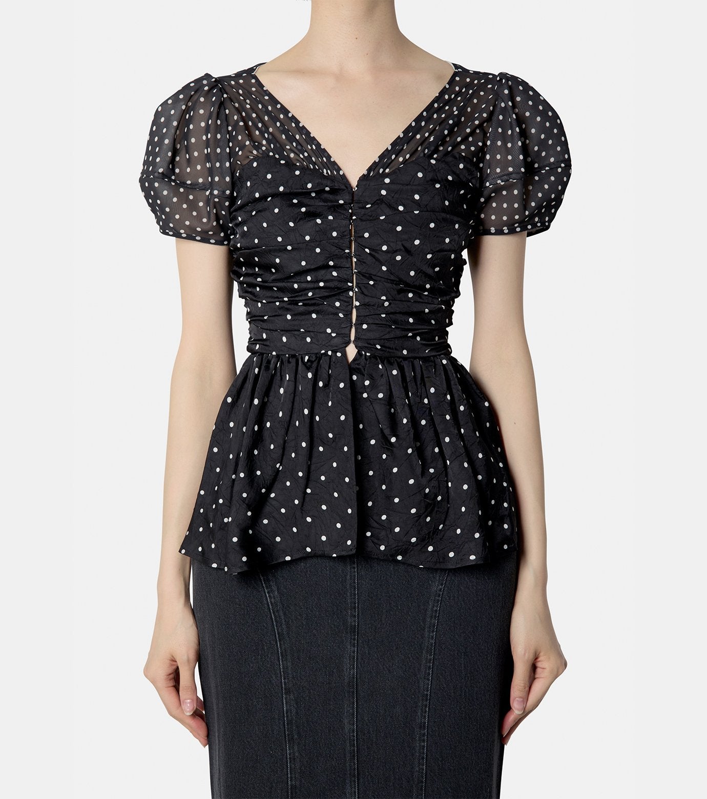 Puff Sleeve Gathered Blouse