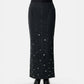 Denim Long Skirt w/Studs