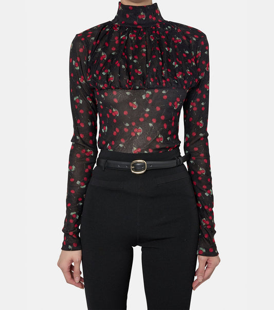 Velvet Tulle Turtleneck Bodysuit