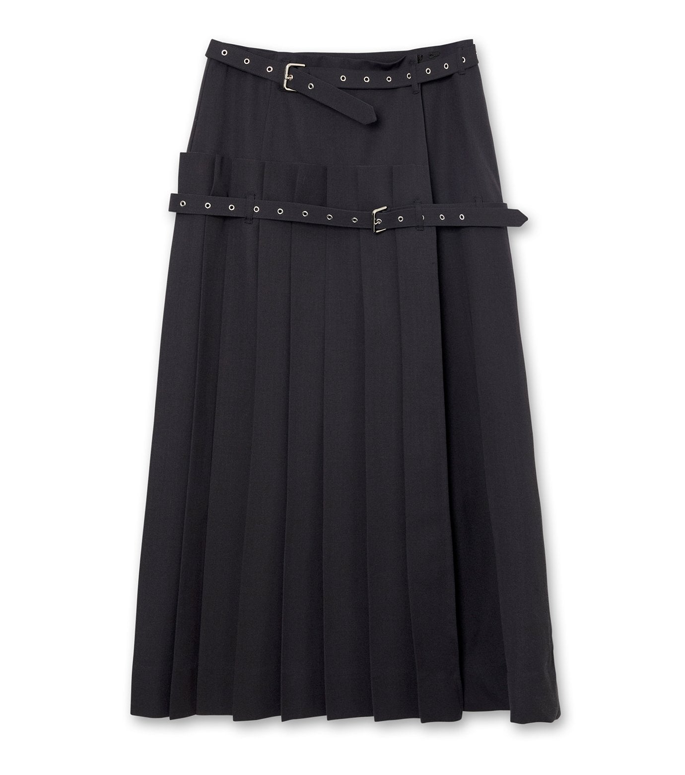 Pleated Wrap Midi Skirt