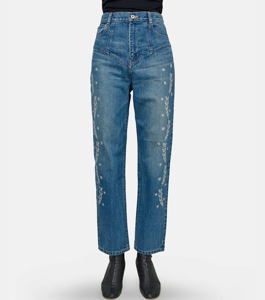 Embroidered Straight Jeans