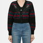 Jacquard Knit Vneck Cardigan