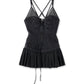 Denim Pleated  Bustier Top