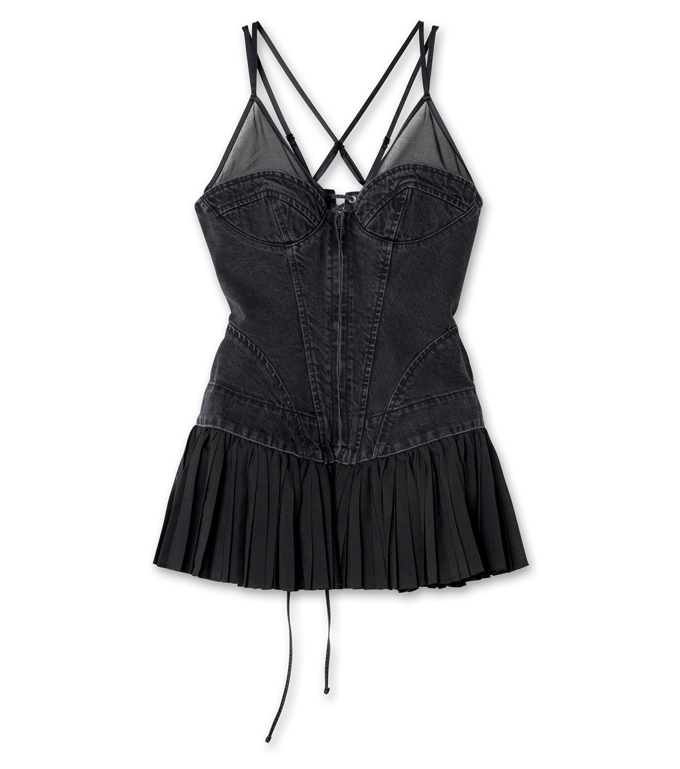 Denim Pleated  Bustier Top