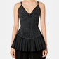 Denim Pleated  Bustier Top