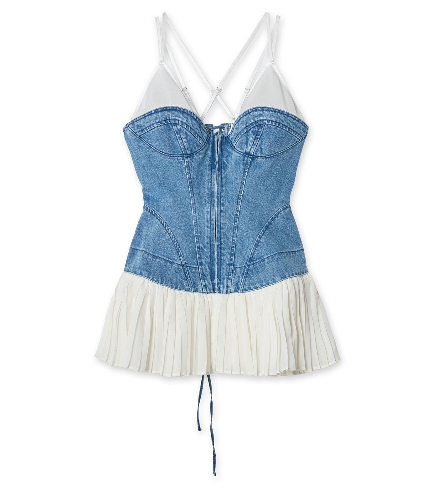 Denim Pleated  Bustier Top
