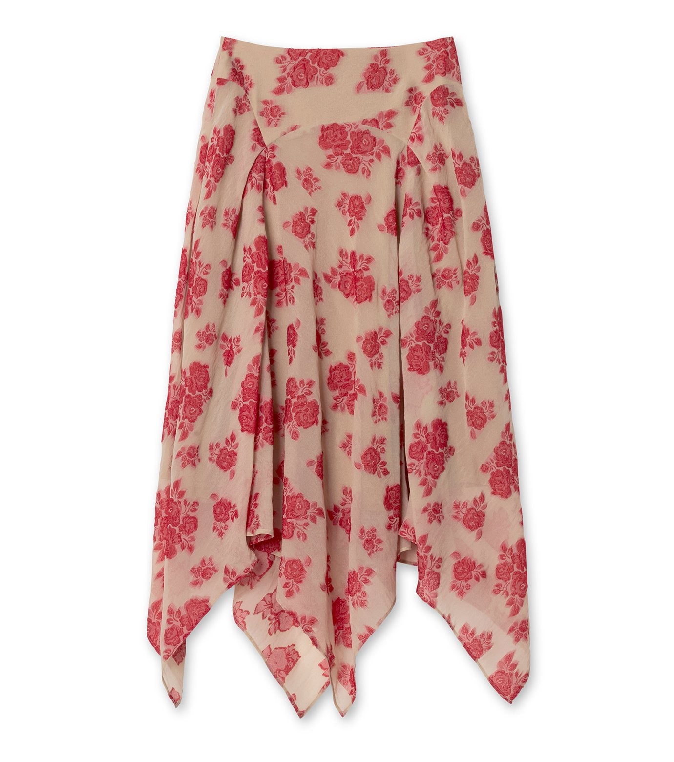 Draped Floral Jacquard Skirt