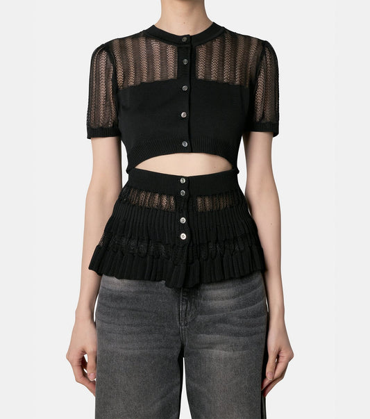 Convertible Sheer Stripe Cardigan