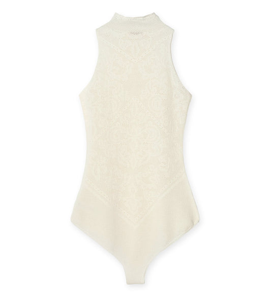 Damask LaceKnit Turtleneck Bodysuits