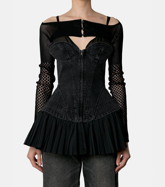 Raschel Lace Knit Cropped Bolero