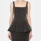Flocked Denim Peplum  Bustier
