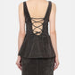 Flocked Denim Peplum  Bustier