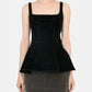 Flocked Denim Peplum  Bustier