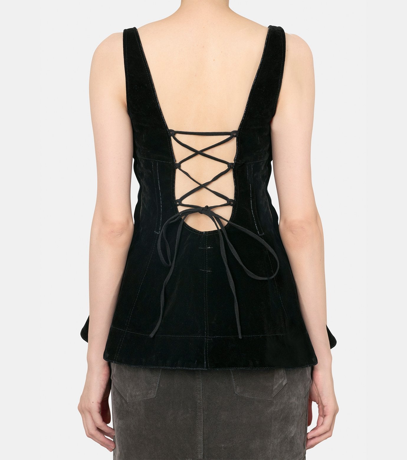 Flocked Denim Peplum  Bustier