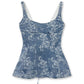 Lace Jac Denim Peplum Bustier