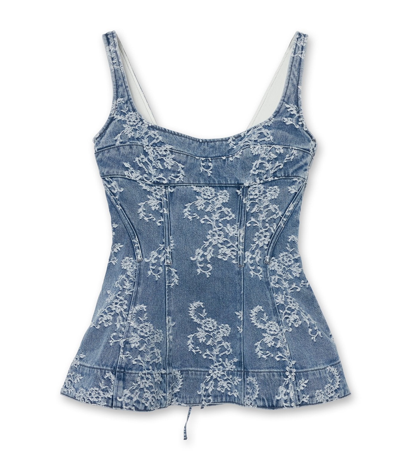 Lace Jac Denim Peplum Bustier