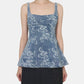 Lace Jac Denim Peplum Bustier