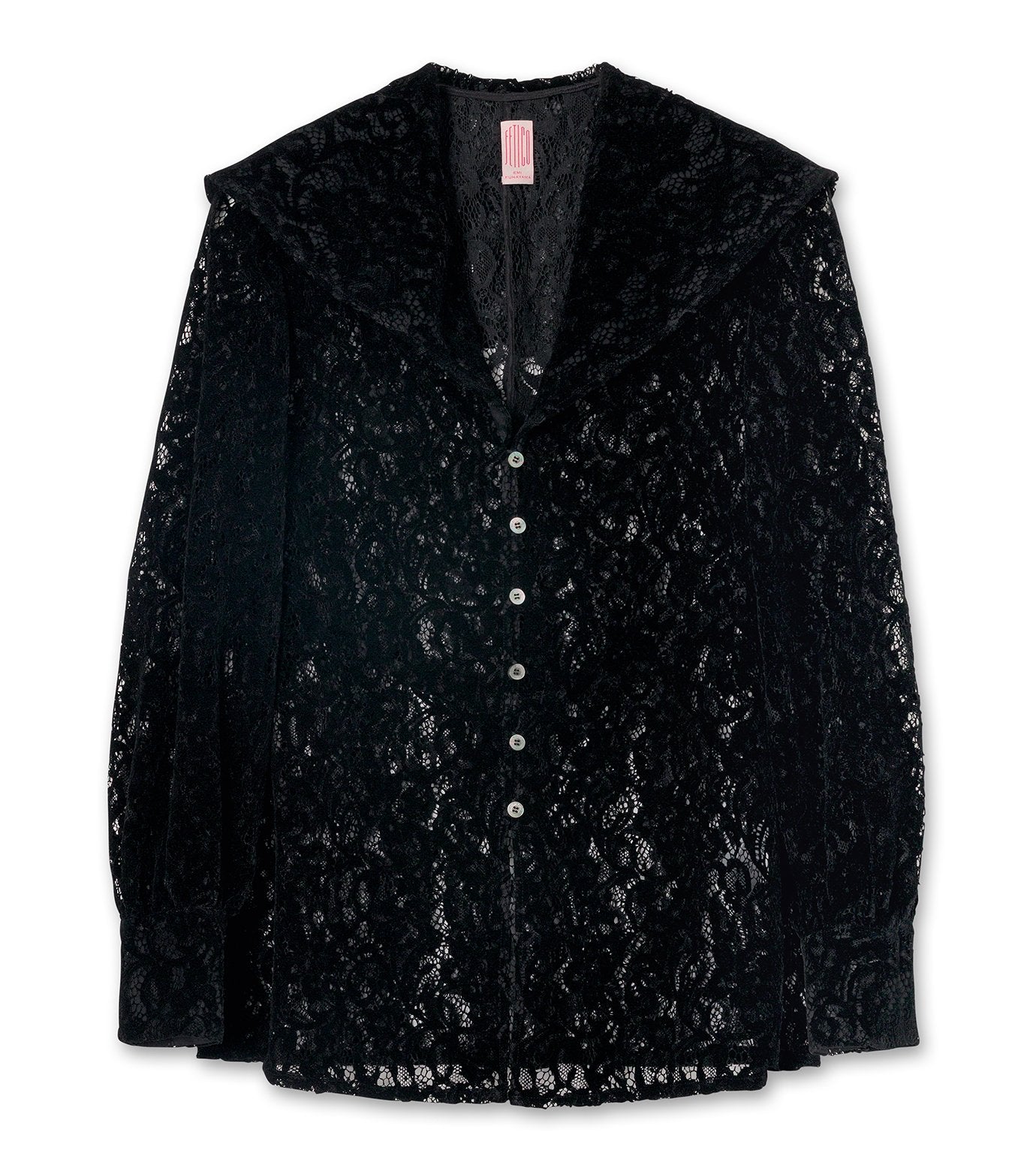 Flocked Lace Sailor Collar Blouse