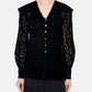 Flocked Lace Sailor Collar Blouse