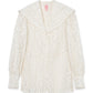 Flocked Lace Sailor Collar Blouse