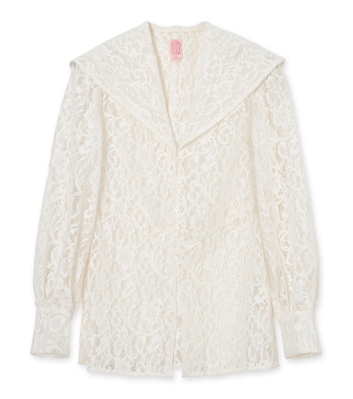 Flocked Lace Sailor Collar Blouse