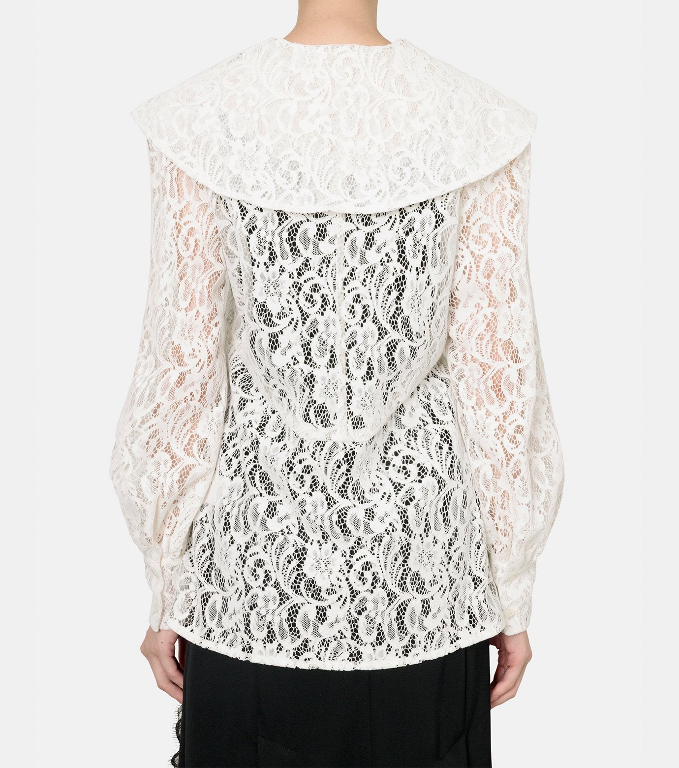 Flocked Lace Sailor Collar Blouse