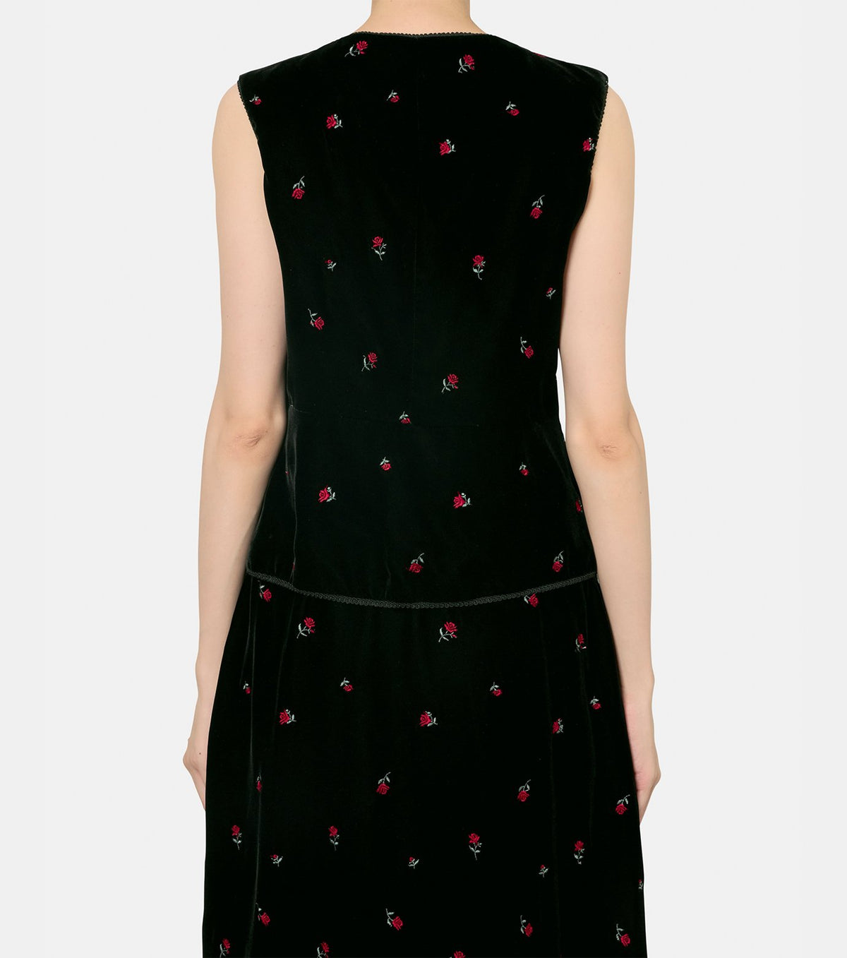 Rose Emb Velvet Gilet