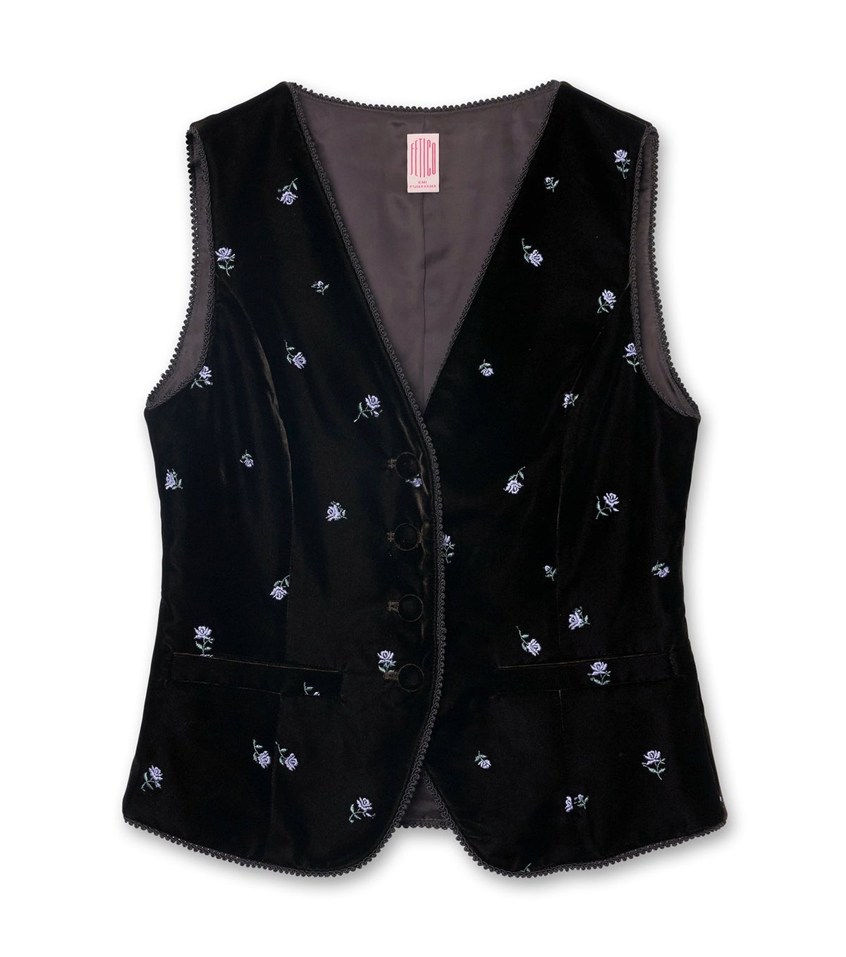 Rose Emb Velvet Gilet